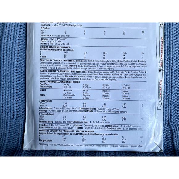 Simplicity 7143 Sewing pattern Baby dress jumper bloomers puff sleeve size NB-L - Picture 5 of 5